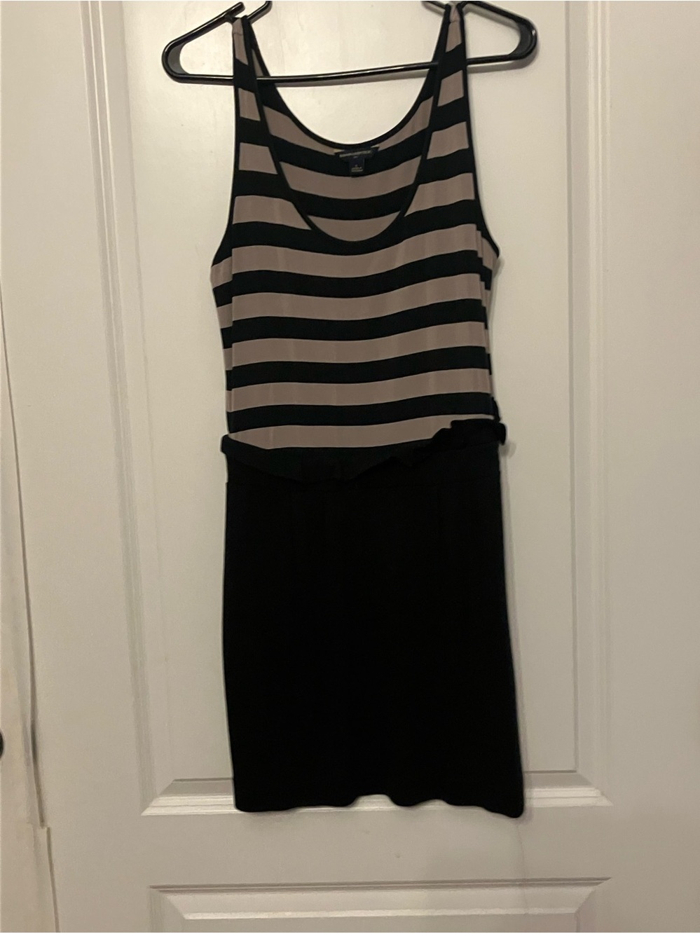 Banana Republic Black and Beige Striped Tank Dress